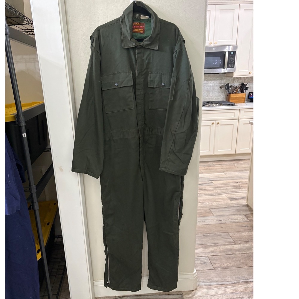Vintage Walls Blizzard-Pruf Insulated Coveralls Men's 2XL 50-52 Green USA Work